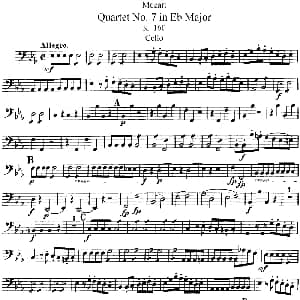小提琴谱 | Mozart Quartet No.7 in Eb Major,K.160 Cello分谱