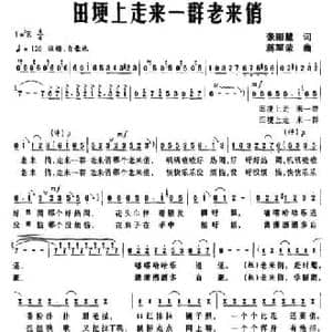 田埂上走来一群老来俏_民歌简谱_词曲:张丽慧 蒋军荣