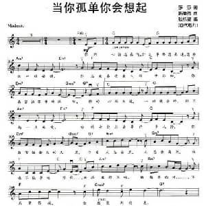 当你孤单你会想起谁_通俗唱法乐谱