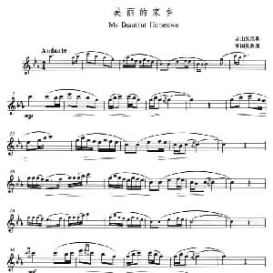 长笛曲谱 | 美丽的家乡 韩国良 改编