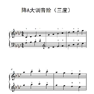 降A大调音阶 钢琴谱