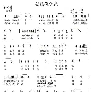 姑娘像雪花_通俗唱法乐谱_词曲:心声 耿少曾