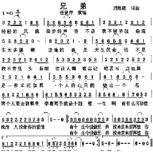 兄弟_通俗唱法乐谱_词曲:刘思铭 刘思铭