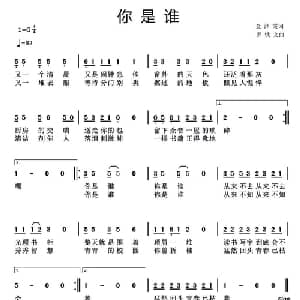 你是谁_通俗唱法乐谱_词曲:金泽霞 罗铁文