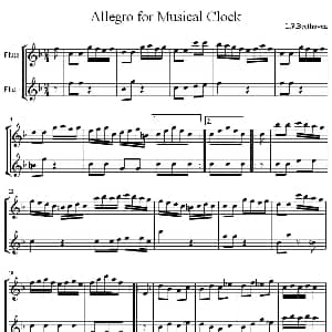 长笛曲谱 | Allegro for Musical Clock 二重奏 贝多芬