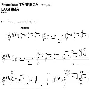 LAGRIMA 吉他谱 弗朗西斯科 泰雷加 Francisco Tarrega 1852 1909