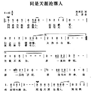 同是天涯沦落人_通俗唱法乐谱_词曲:陈栋荪 庄宏