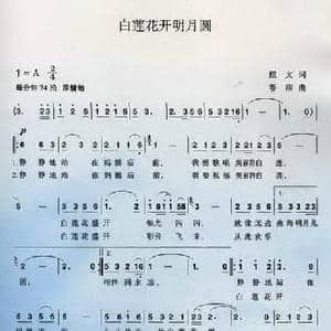 白莲花开明月圆_民歌简谱_词曲:照文 春雨