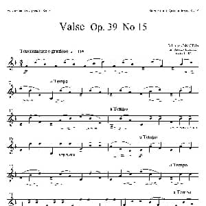 萨克斯谱 | 圆舞曲 Op39 No15 四重奏上低音萨克斯分谱 J 勃拉姆斯