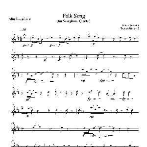 萨克斯谱 | Folk Song 四重奏中音萨克斯分谱