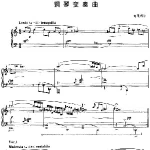 钢琴变奏曲 钢琴谱 谢薇婧