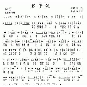 男子汉_通俗唱法乐谱_词曲:刘伟 牛世强