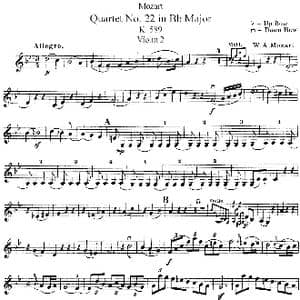 Mozart Quartet No.22 in Bb Major,K.589 _歌谱投稿