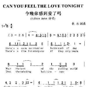 CHN YOU FEEL THE LOVE TONICHT_外国歌谱