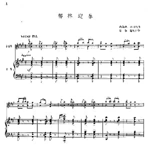 小提琴谱 | 椰林迎春 小提琴 钢琴伴奏 黄英森 李自立曲 陈华逸配伴奏