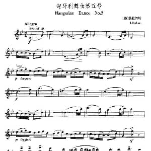 长笛曲谱 | 匈牙利舞曲第五号 德 勃拉姆斯