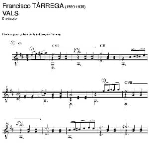 VALS En re mayor 吉他谱 弗朗西斯科 泰雷加 Francisco Tarrega 1852 1909