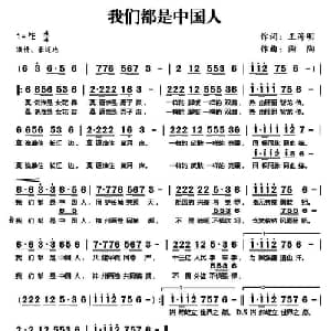 我们都是中国人_通俗唱法乐谱_词曲:王海明 陶陶