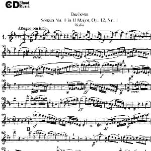 小提琴谱 | Violin Sonata No.1 in D Major Op.12 No.1