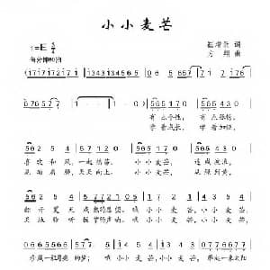 小小麦芒_儿歌乐谱_词曲:崔增录 方翔