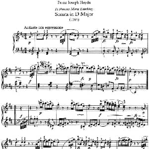 海顿 钢琴奏鸣曲 Hob XVI 42 in D major 钢琴谱 海顿