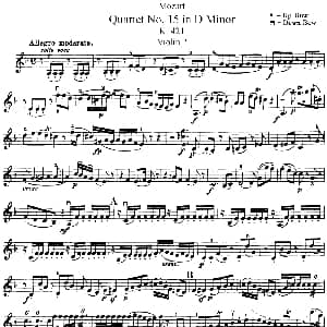小提琴谱 | Mozart Quartet No.15 in D Minor,K.421 Violin 2分谱