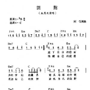 拥抱_通俗唱法乐谱_词曲:阿信 阿信