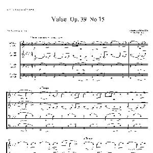 萨克斯谱 | 圆舞曲 Op39 No15 四重奏总谱 J 勃拉姆斯
