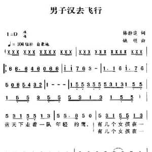 军歌金曲_男子汉去飞行_民歌简谱_词曲:韩静霆 姚明