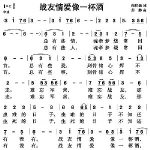 战友情爱像一杯酒_美声唱法乐谱_词曲:梅积强 苏静