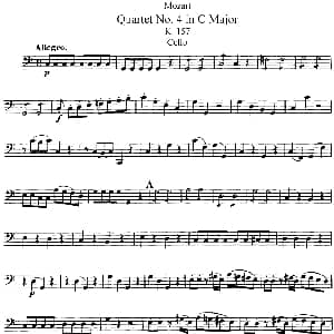 小提琴谱 | Mozart Quartet No.4 in C Major,K.157 Cello分谱
