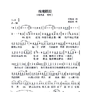 玖瑰眼泪_通俗唱法乐谱_词曲:叶寒辉 朱敬然