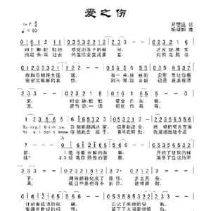 爱之伤_歌曲简谱_词曲:田宇 杨晓旭