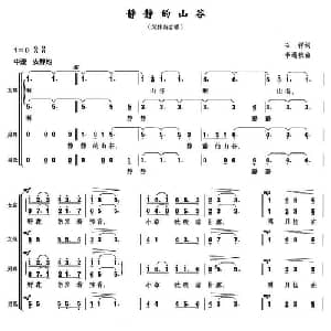 静静的山谷_合唱歌谱_词曲:石祥 李遇秋