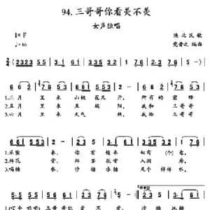 三哥哥你看美不美_民歌简谱_词曲: 陕北民歌 党音之编曲