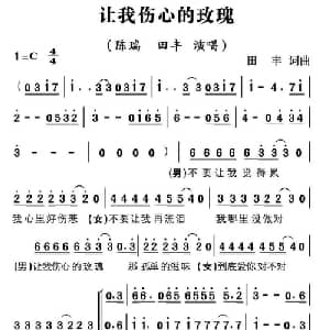让我伤心的玫瑰_通俗唱法乐谱_词曲:田丰 田丰