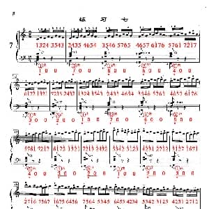 手风琴谱 | 哈农 手风琴手指练习 之七 五线谱 简谱