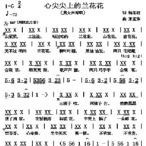 心尖尖上的兰花花_通俗唱法乐谱_词曲:杨东红 米宜依