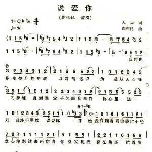 说爱你_通俗唱法乐谱_词曲:天天 周杰伦