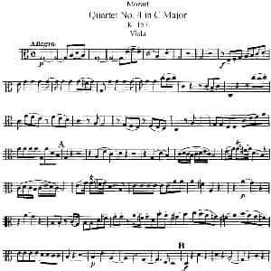 小提琴谱 | Mozart Quartet No.4 in C Major,K.157 Viola分谱