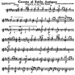 Gavota al Estilo Antiguo 吉他谱 奥古斯汀 巴里奥斯 曼戈雷 Agustin Barrios Mangore
