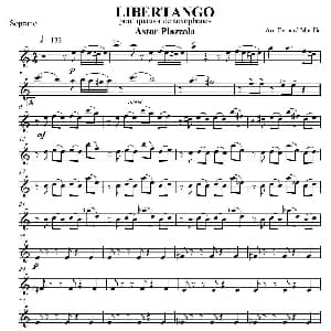 萨克斯谱 | LIBERTANGO 探戈灵魂 四重奏之高音萨克斯分谱 皮耶左拉