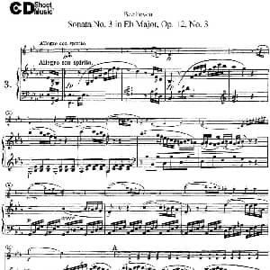 小提琴谱 | Violin Sonata No.3 in Eb Major Op.12 No.3 小提琴 钢琴伴奏