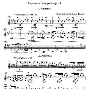 小提琴谱 | 里姆斯基 柯萨科夫 Capriccio Espangol Op.34