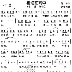 相逢在雨中_通俗唱法乐谱_词曲:简宁 曹俊鸿