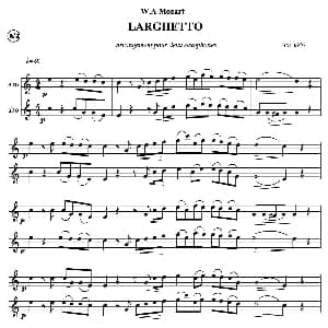 萨克斯谱 | LARGHETTO 稍缓慢曲 BM 06/97 二重奏 ​莫扎特