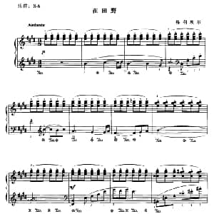 在田野 钢琴谱 格利埃尔