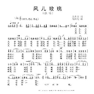 风儿玫瑰_通俗唱法乐谱_词曲:王奂实 段鹤聪