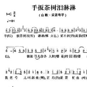 姚继忠民歌选_手扳茶树泪淋淋_民歌简谱