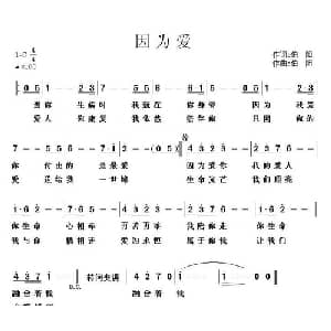 因为爱_通俗唱法乐谱_词曲:伯阳 伯阳